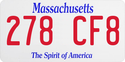 MA license plate 278CF8