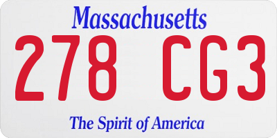 MA license plate 278CG3