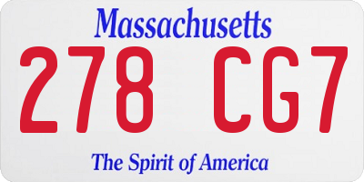 MA license plate 278CG7