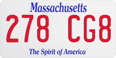 MA license plate 278CG8