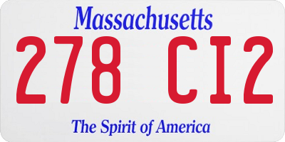 MA license plate 278CI2