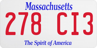 MA license plate 278CI3
