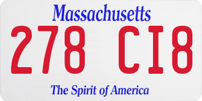 MA license plate 278CI8