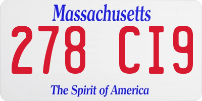 MA license plate 278CI9