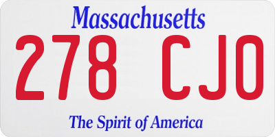 MA license plate 278CJ0