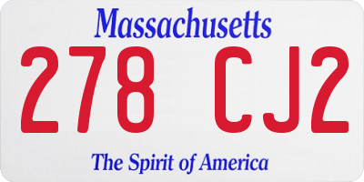 MA license plate 278CJ2