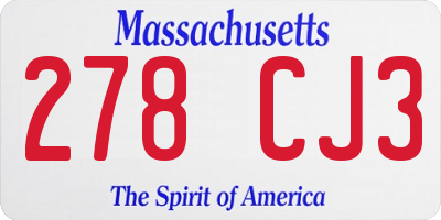 MA license plate 278CJ3