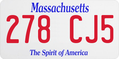 MA license plate 278CJ5