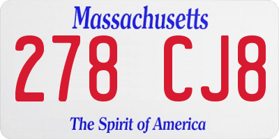 MA license plate 278CJ8