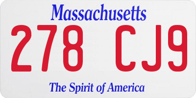 MA license plate 278CJ9