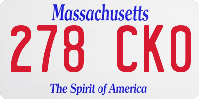 MA license plate 278CK0