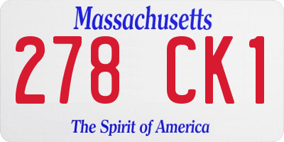 MA license plate 278CK1