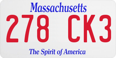 MA license plate 278CK3