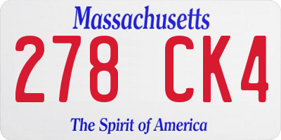 MA license plate 278CK4