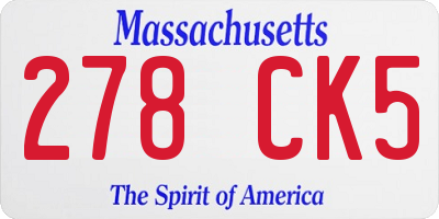 MA license plate 278CK5