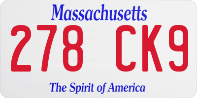 MA license plate 278CK9