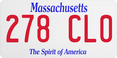 MA license plate 278CL0