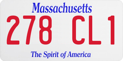 MA license plate 278CL1