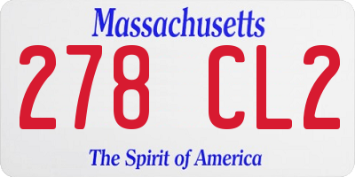 MA license plate 278CL2