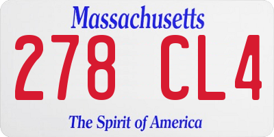 MA license plate 278CL4