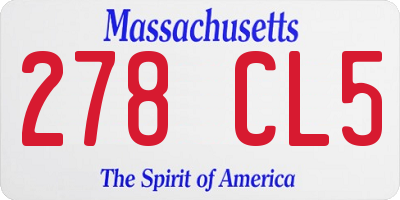 MA license plate 278CL5