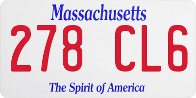 MA license plate 278CL6