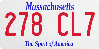 MA license plate 278CL7