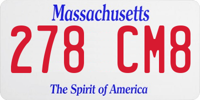 MA license plate 278CM8