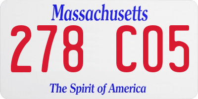 MA license plate 278CO5