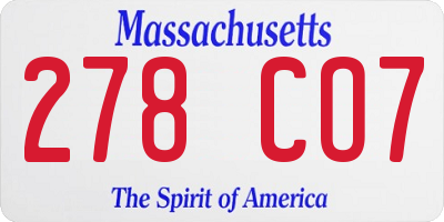 MA license plate 278CO7