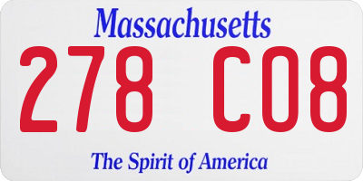 MA license plate 278CO8