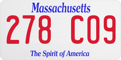 MA license plate 278CO9