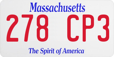 MA license plate 278CP3