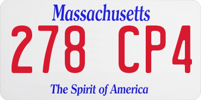 MA license plate 278CP4