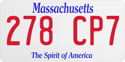 MA license plate 278CP7