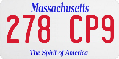 MA license plate 278CP9
