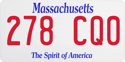 MA license plate 278CQ0