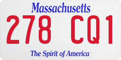 MA license plate 278CQ1