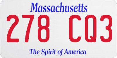 MA license plate 278CQ3