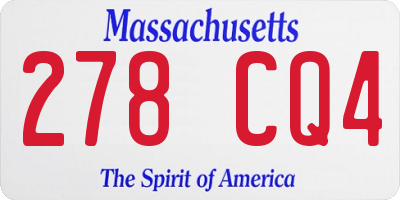MA license plate 278CQ4