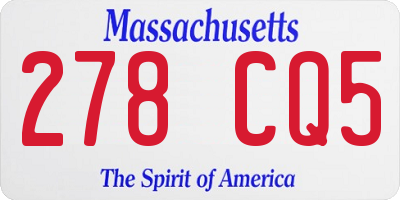 MA license plate 278CQ5