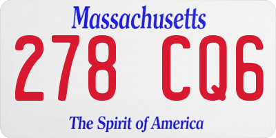 MA license plate 278CQ6