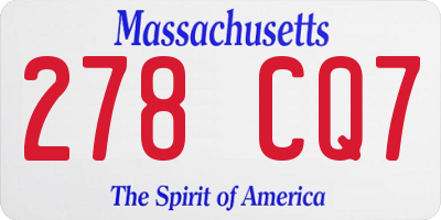 MA license plate 278CQ7