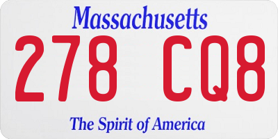MA license plate 278CQ8