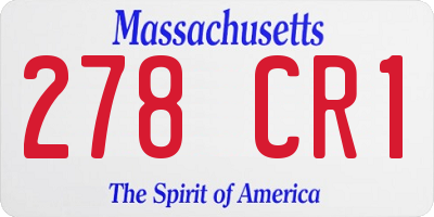 MA license plate 278CR1