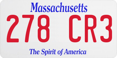 MA license plate 278CR3