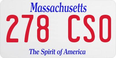 MA license plate 278CS0