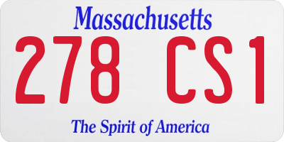 MA license plate 278CS1