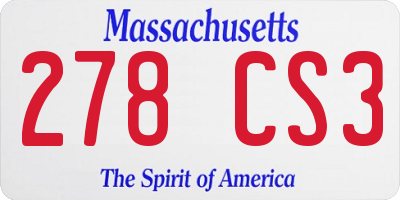 MA license plate 278CS3