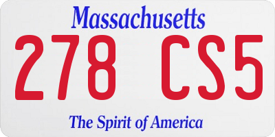 MA license plate 278CS5